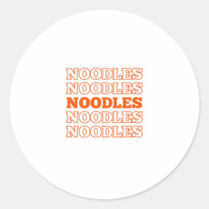 Repeated noodles text words classic round sticker