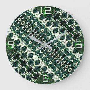 Repeated rough emerald green under white texture t large clock