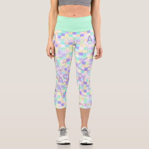 Repeating Ashley Mauve Tones Pastel Chequerboard C Capri Leggings