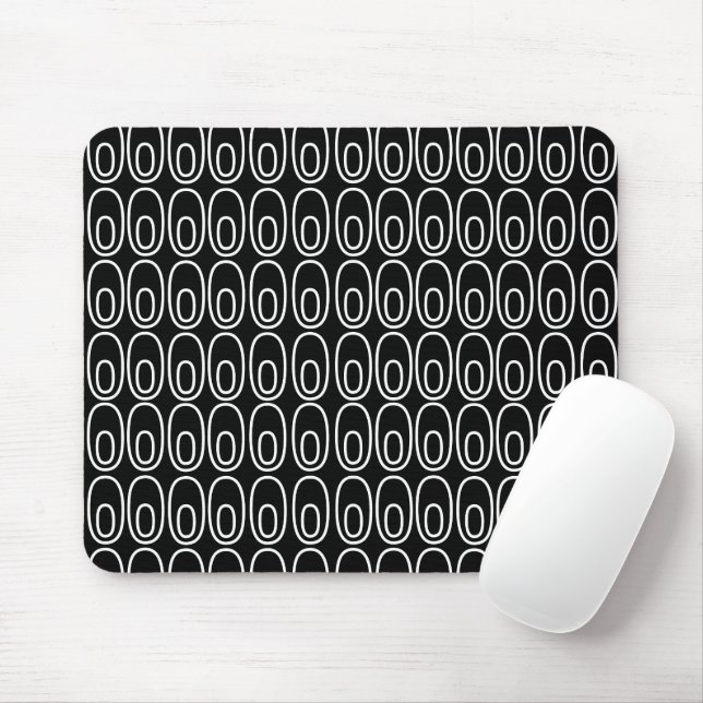 Repeating Black Ovals Mouse Mat (With Mouse)