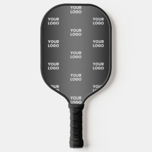 Repeating Business Logo Black & Grey Gradient Pickleball Paddle