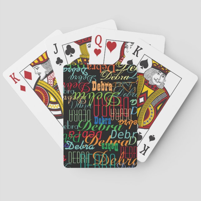 Repeating Colour Names all over black Playing Cards (Back)
