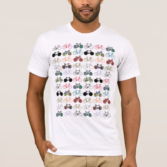 Repeating Cool Colourful Bicycles T-Shirt (Front)
