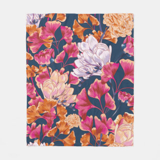 Repeating Flora Vintage Vintage Pattern Fleece Blanket
