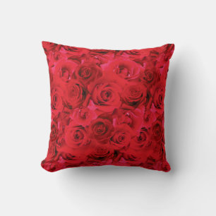 Repeating Floral Motif   Red Roses Pattern Cushion