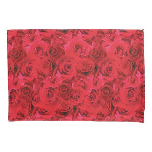Repeating Floral Motif | Red Roses Pattern Pillowcase (Front)