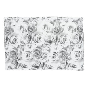 Repeating Floral Motif White Roses Pattern Pillowcase