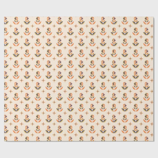 Repeating floral pattern on wrapping paper (Flat)