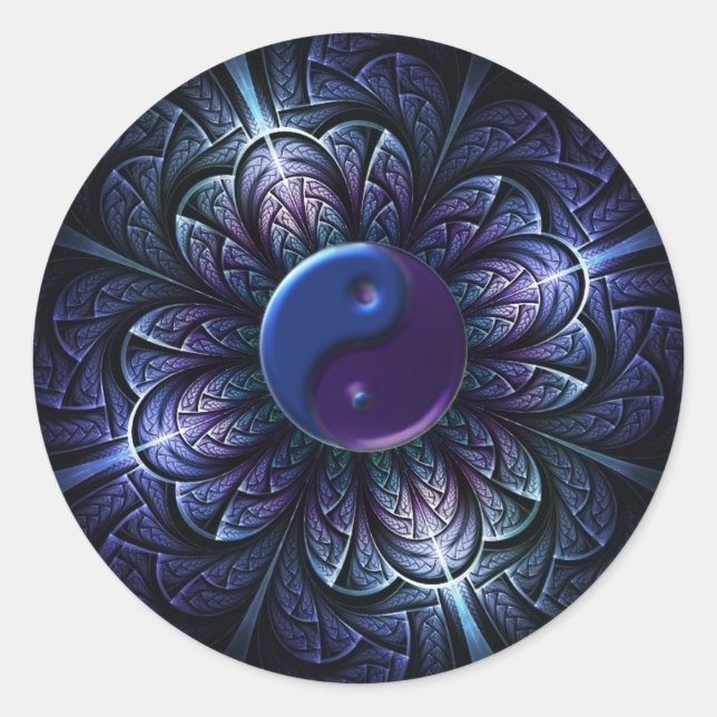 repeating fractal yin-yang classic round sticker (Front)