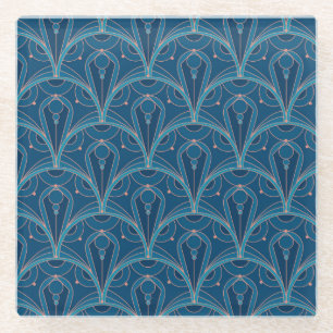 Repeating geometric Art Deco pattern Glass Coaster