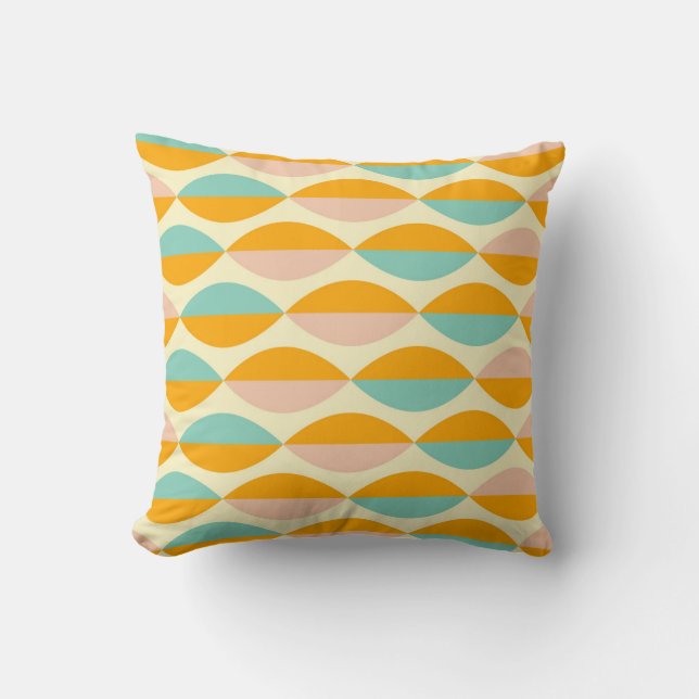 Repeating geometric pattern in beige background cushion (Front)
