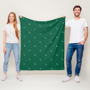 Repeating Girl Name and Hearts Hunter Green Fleece Blanket