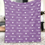 Repeating Girls Name Purple White Love Heart  Fleece Blanket<br><div class="desc">Here at AdeliaGifts we love this Repeating Girls Name Purple White Love Heart Pattern Fleece Blanket and we think you will love it too. 
The perfect gift or just treat yourself! 
We have a HUGE selection of products with most designs available for Men,  Women and Kids. Check them out!</div>