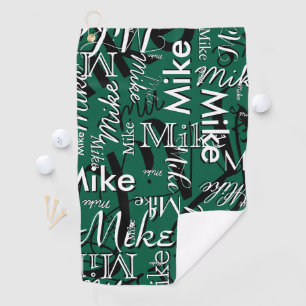 Repeating Golfers Name Hunter-Green Golf Towel