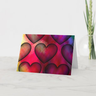 Repeating Heart On "Auburn" Abstract Holiday Card