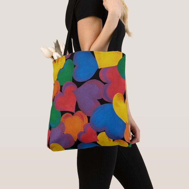 repeating heart patterned tote bag (Close Up)