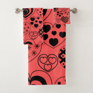 Repeating Hearts  Bath Towel Set