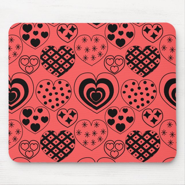 Repeating Hearts Mouse Mat (Front)