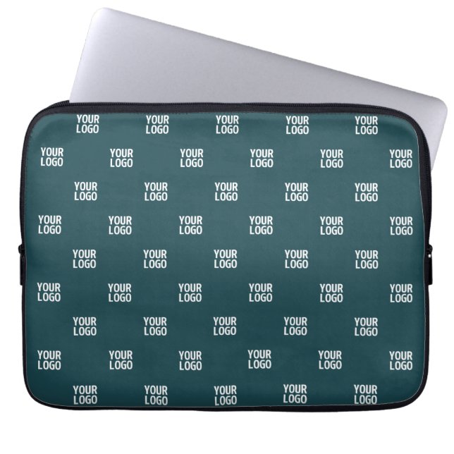 Repeating Image, Design or Logo | Dark Blue Green Laptop Sleeve (Front)