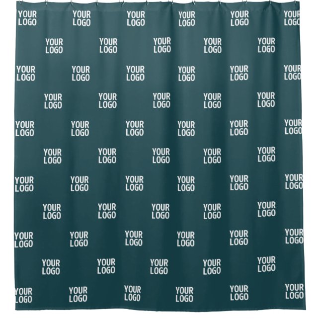 Repeating Image, Design or Logo | Dark Blue Green Shower Curtain (Front)