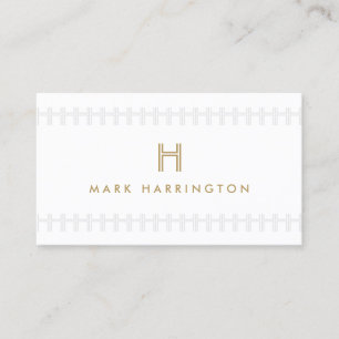 REPEATING INITIAL MONOGRAM ART DECO Gold & Grey Business Card