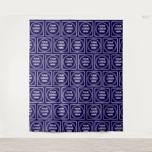 Repeating Logo Image Pattern Navy Blue Brand  Tapestry