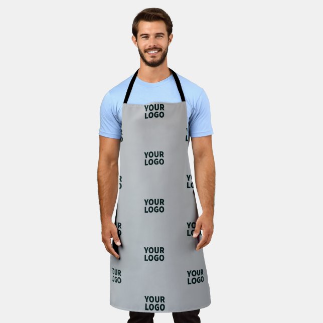 Repeating Logos on Grey Gradient (editable colour) Apron (Worn)