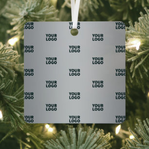 Repeating Logos on Grey Gradient (editable colour) Metal Tree Decoration
