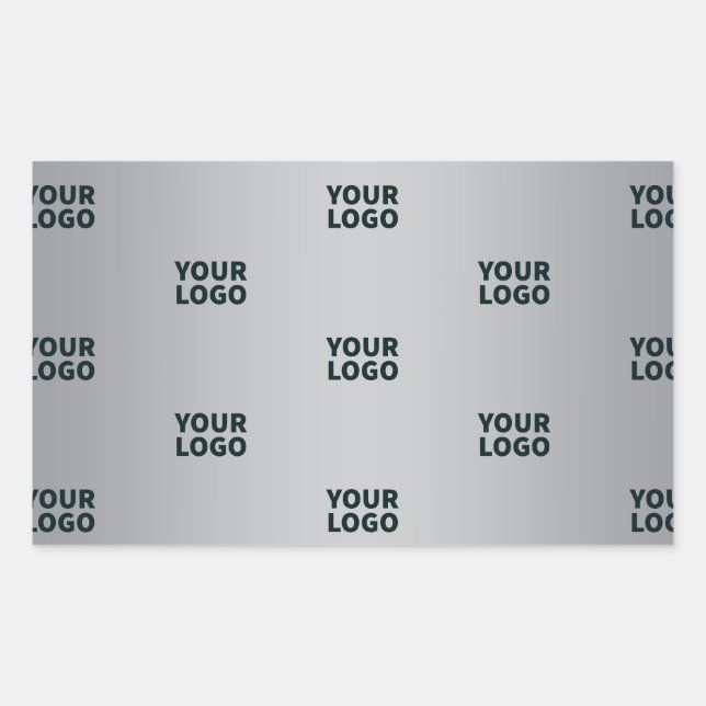Repeating Logos on Grey Gradient (editable colour) Rectangular Sticker (Front)