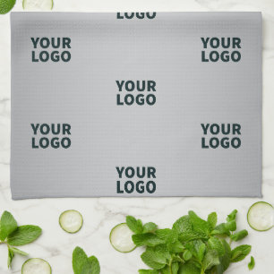 Repeating Logos on Grey Gradient (editable colour) Tea Towel