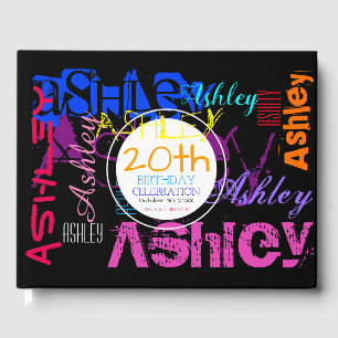 Repeating Name 6 Letters 20th Birthday Guest Book