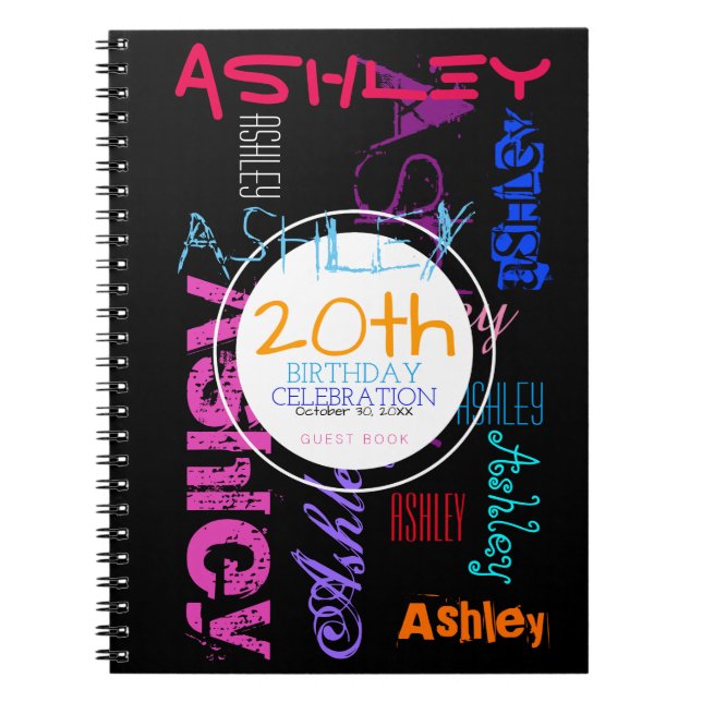 Repeating Name 6 Letters 20th Birthday GuestBook N Notebook (Front)