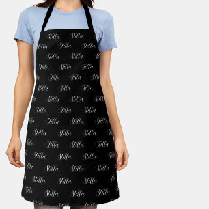 Repeating Name allover Black Apron