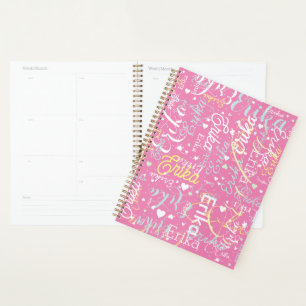 Repeating Name and Hearts Romantic Planner