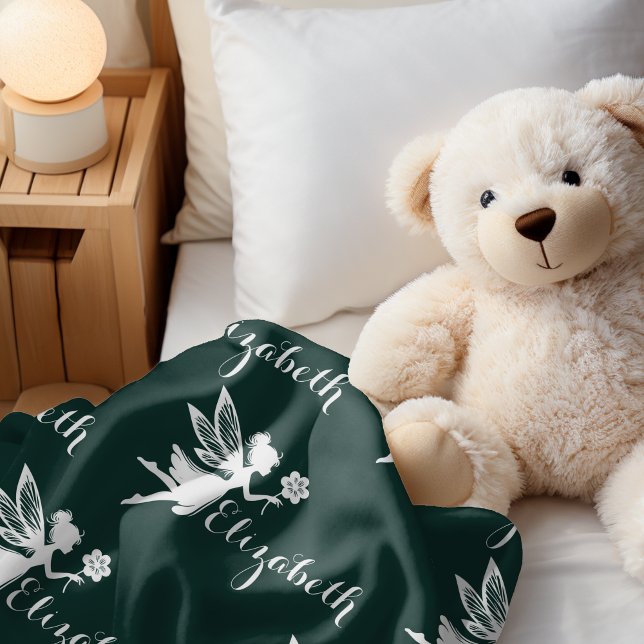 Repeating Name Fairy Magic Fern Glade Green Sherpa Blanket (Creator Uploaded)