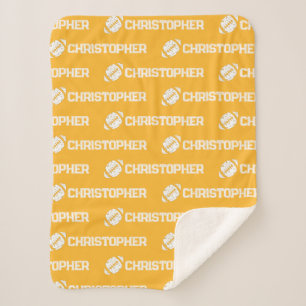 Repeating Name Football Dreams Gold Sherpa Blanket