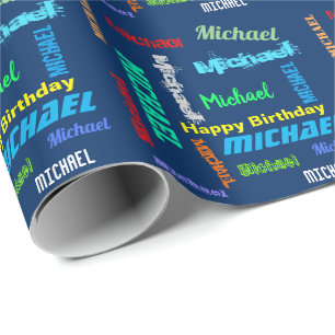 Repeating Name Happy Birthday Wrapping Paper