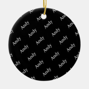 Repeating Name or Word Pattern Black & White Ceramic Tree Decoration