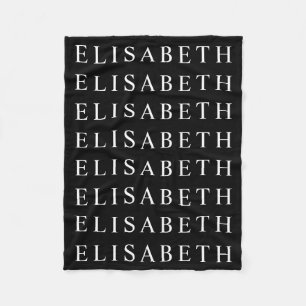 Repeating Name or Word Pattern Black & White Fleece Blanket