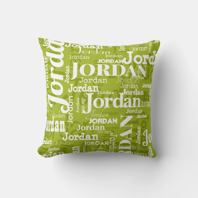 Repeating Name Pattern Chartreuse Modern Custom Cushion (Front)