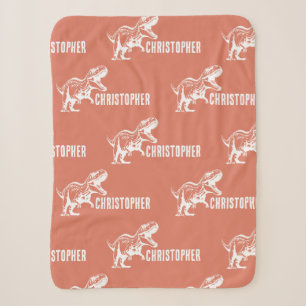 Repeating Name T-Rex Signature Raptor Rust Sherpa Blanket