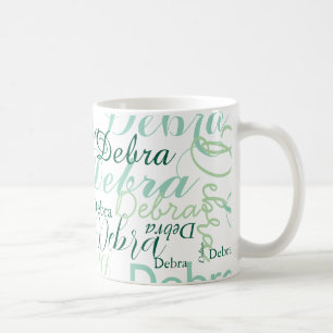 Repeating Name Typography green pattern Coffee Mug