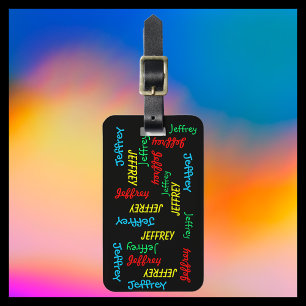 Repeating Names Black Background Bag Luggage Tag