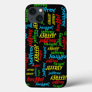 Repeating Names Black Background, FUN, iPhone 13 Case