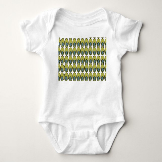 Repeating Olive Green and Grey Ovals Baby Bodysuit (Front)