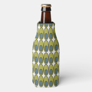 Repeating Olive Green and Grey Ovals Bottle Cooler