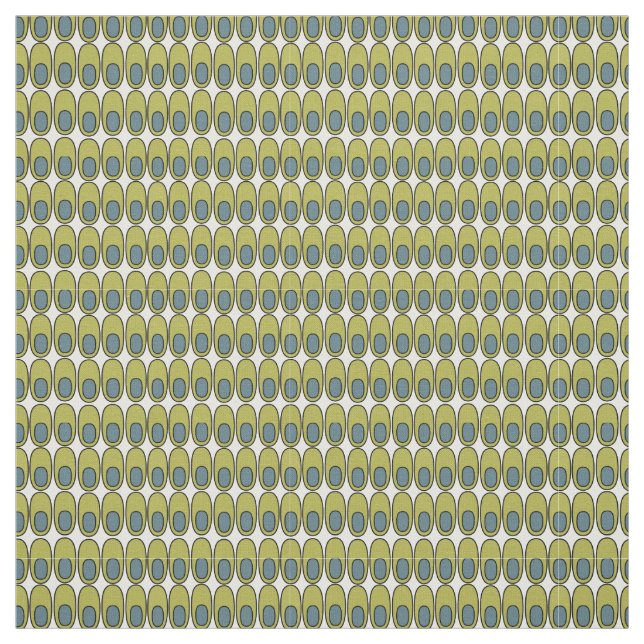 Repeating Olive Green and Grey Ovals Fabric (Swatch)