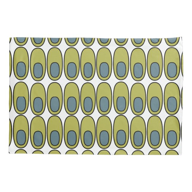 Repeating Olive Green and Grey Ovals Pillowcase (Back)