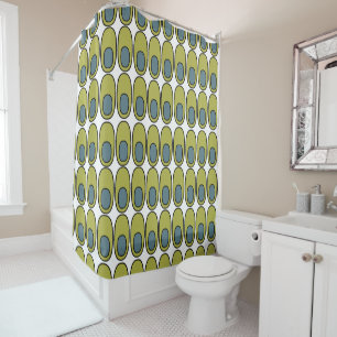 Repeating Olive Green and Grey Ovals Shower Curtain
