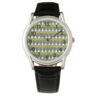 Repeating Olive Green and Grey Ovals Watch